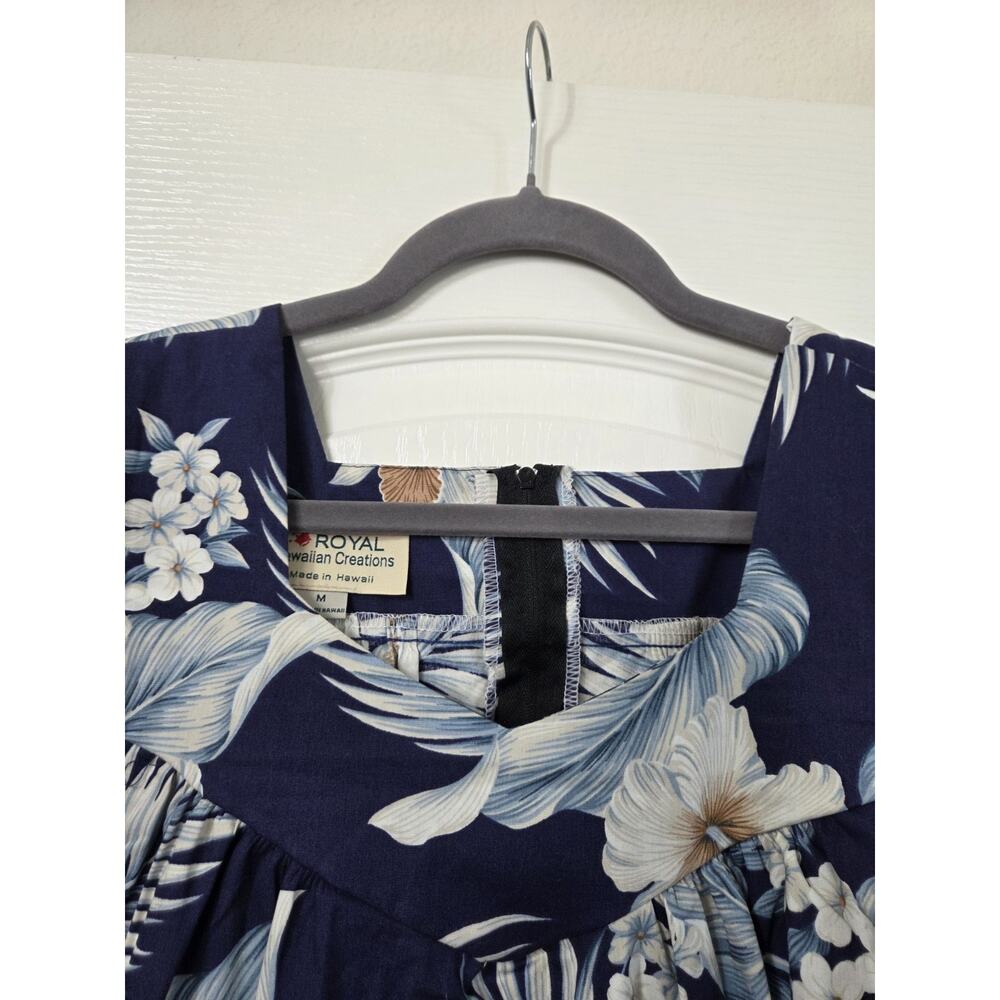 Royal Hawaiian Creations Blue Floral Muumuu Shift Midi Dress, Women's Medium - Picture 4 of 15